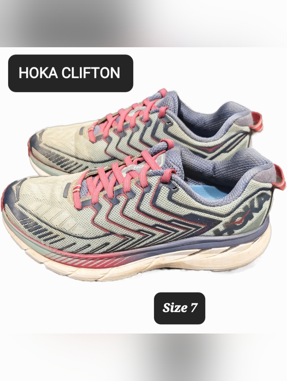 🩷 Sz 7 HOKA Clifton - Aquifer - Blue Pink - Running - Picture 2 of 8